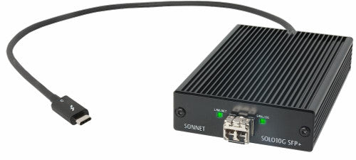 Sonnet SOLO10G SFP+ 10 Gigabit Ethernet Thunderbolt 3 Adapter with Short-Range SFP+ Transceiver Sonnet SOLO10G SFP+ 10 Gigabit Ethernet Thunderbolt 3 Adapter with Short-Range SFP+ Transceiver